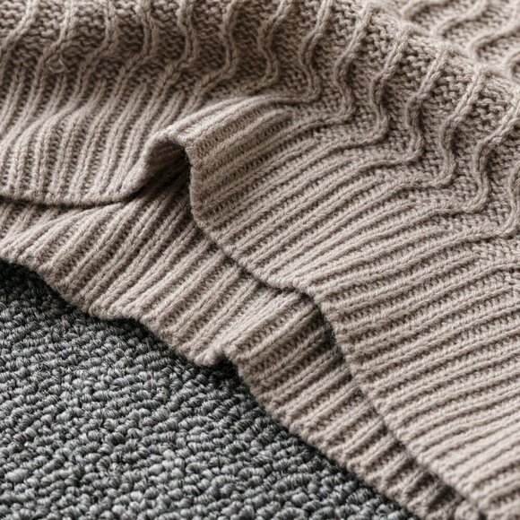 Mocha Brown Casual Womens Turtleneck Drop Shoulder Sweater - Picture 4 of 5